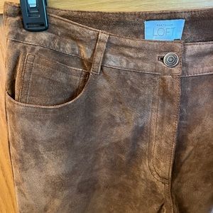 Loft Brown Leather Suede Pants - Size 8
